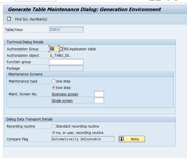 SAP Table Authorization Group